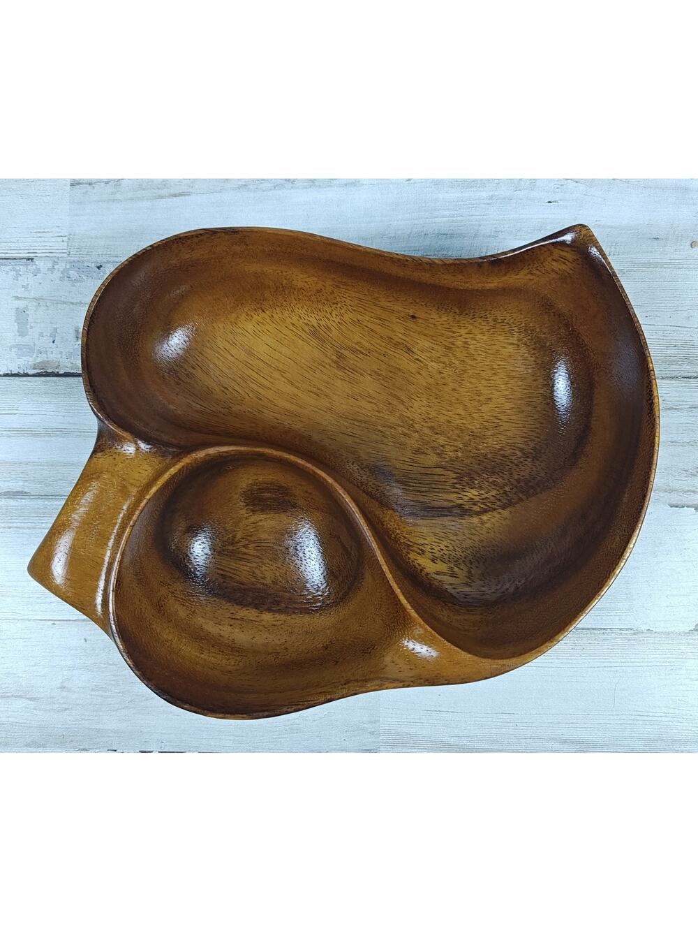 Vintage Blair Hawaii Monkey Pod Wood Pu Pu Relish Dish MCM Tiki Serving Bowl